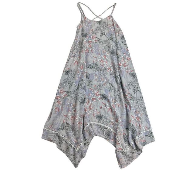 Cynthia Rowley Women's Purple Floral Linen Blend Handkerchief Hem Midi Dress S - Picture 7 of 16